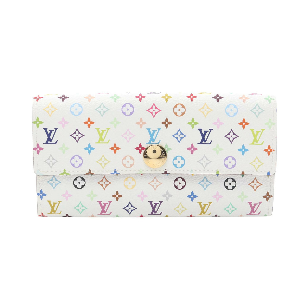 Louis Vuitton Portefeuille Sarah Monogram Wallet Canvas Leather Blanc White